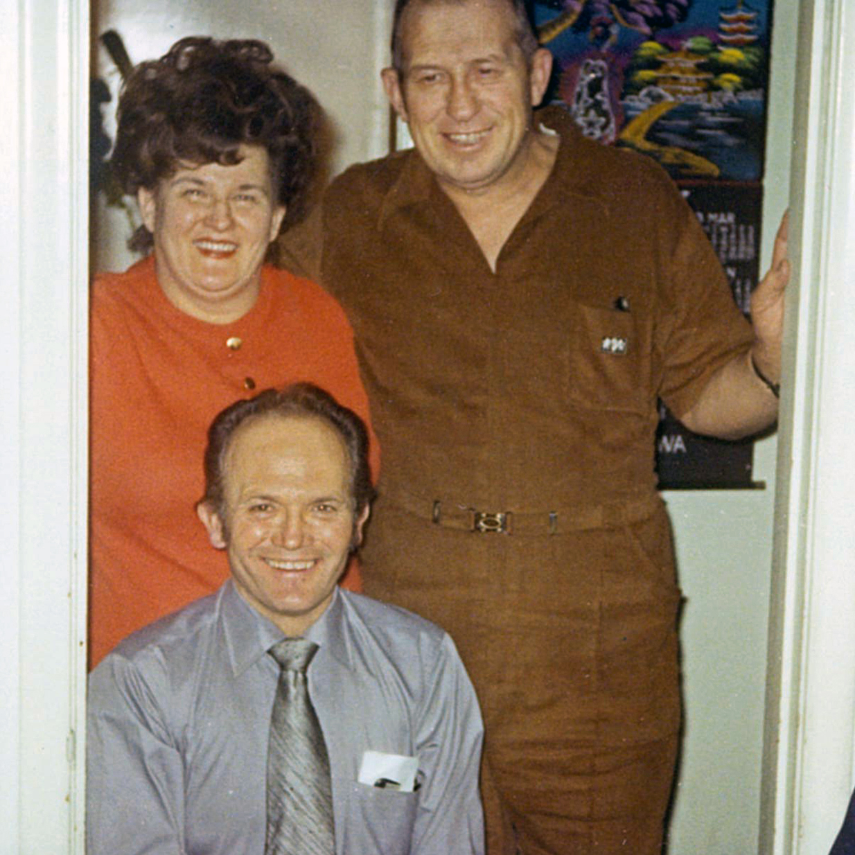 822 Ruth and Wilford Coon with June Hickman Christmas 1970