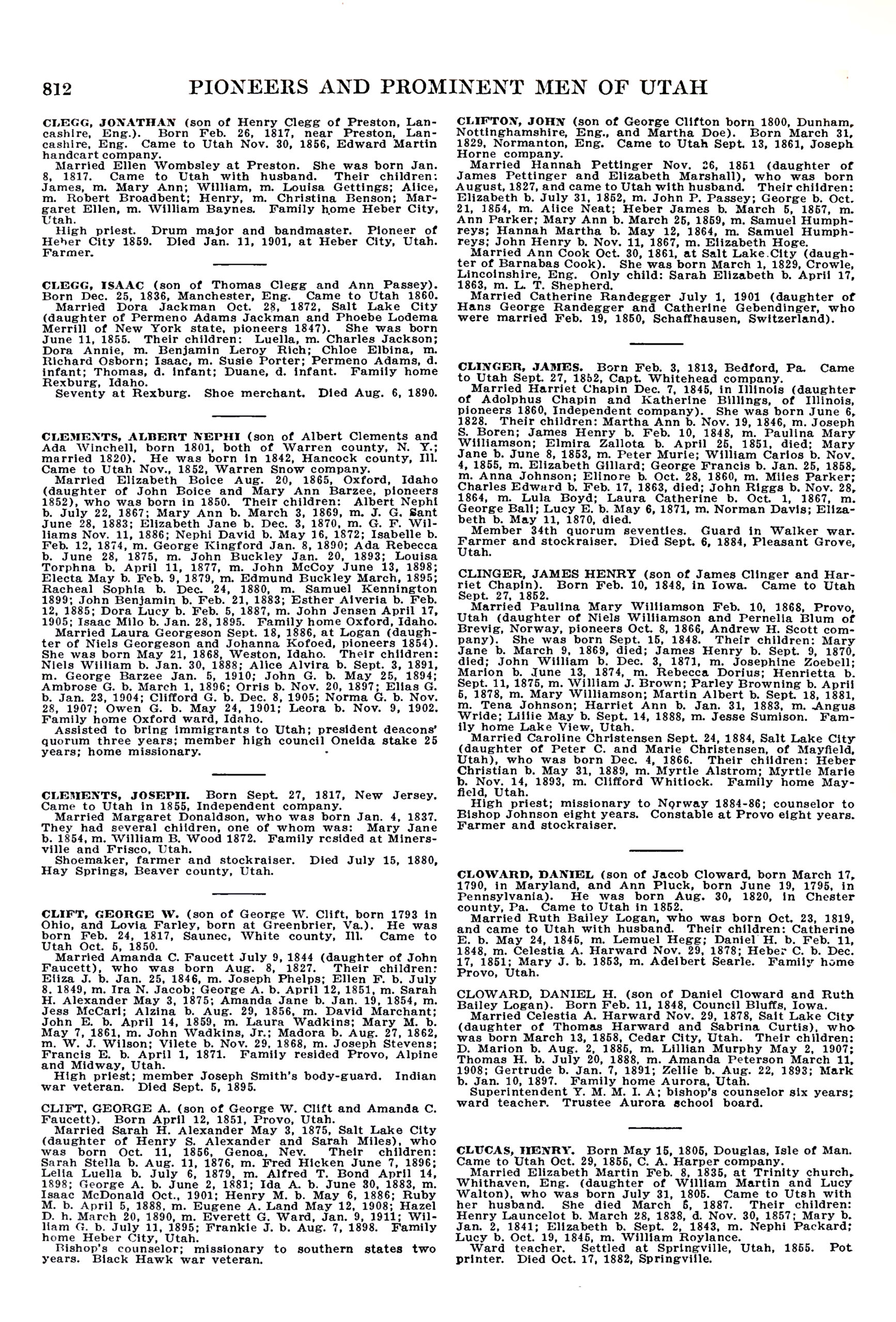 Pioneers and prominent men of Utah