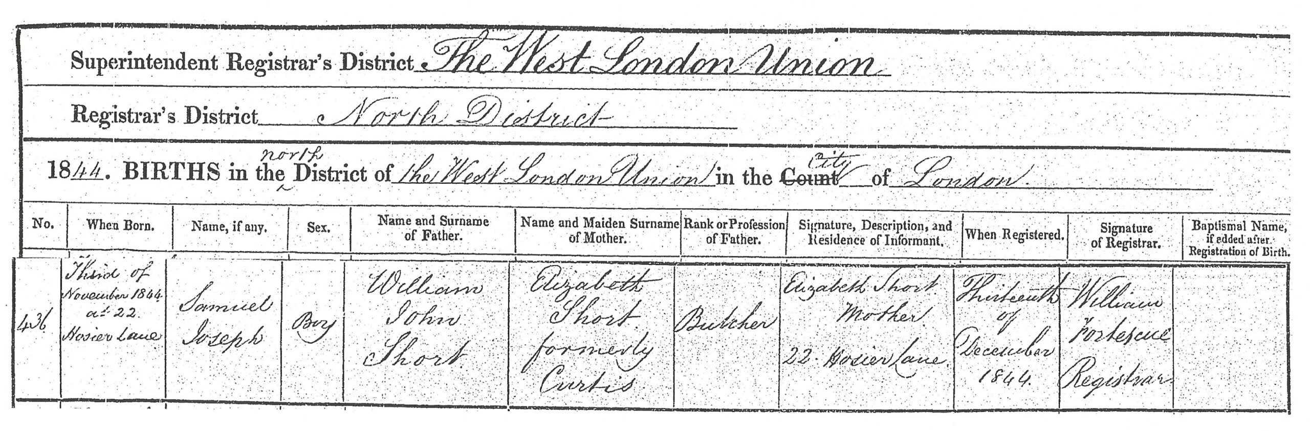 Elizabeth Curtis Short Census